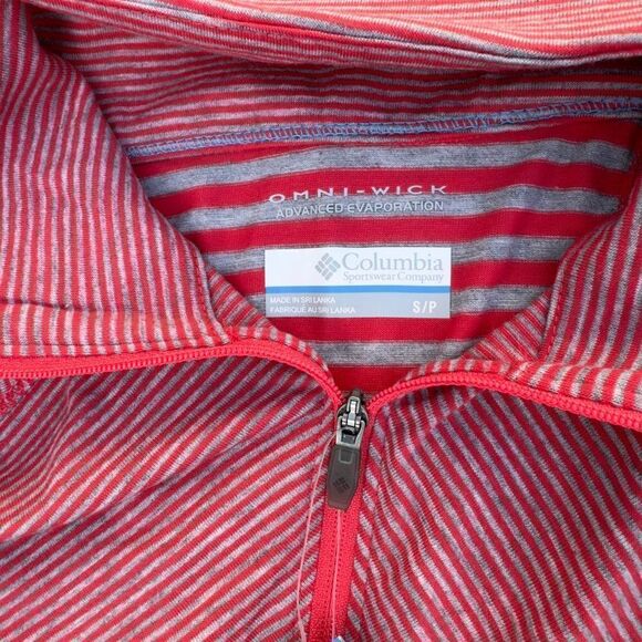 Columbia Layer First II Stripe 1/2 Zip Pullover Grey / Pink Women's Small (S) - Picture 3 of 6